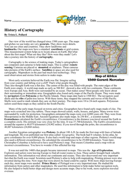 History of Cartography by Trista L