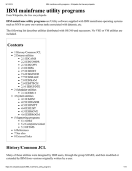 IBM Mainframe Utility Programs ­ Wikipedia, the Free Encyclopedia IBM Mainframe Utility Programs from Wikipedia, the Free Encyclopedia