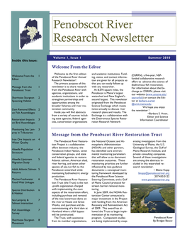 Penobscot River Research Newsletter