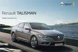 Prijslijst Renault Talisman November 2016