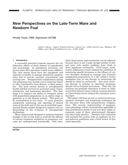 New Perspectives on the Late-Term Mare and Newborn Foal