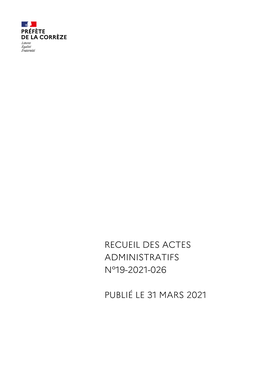 Recueil Des Actes Administratifs N°19-2021-026