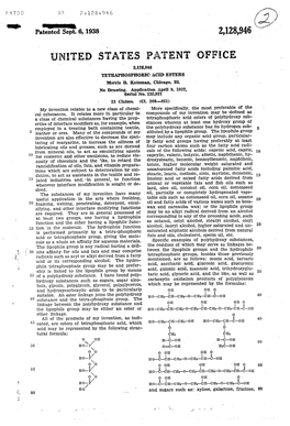 UNITED STATES PATENT OFFICE 2,128,946 TETRAPHOSPHORCAC) ESTERS Morris B