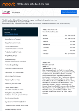 400 Bus Time Schedule & Line Route