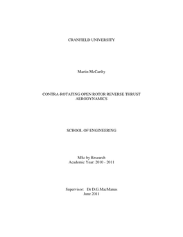 CRANFIELD UNIVERSITY Martin Mccarthy CONTRA-ROTATING