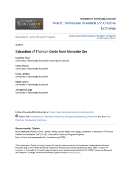 Extraction of Thorium Oxide from Monazite Ore