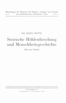 Steirische Höhlenforschung Und Menschheitsgeschichte