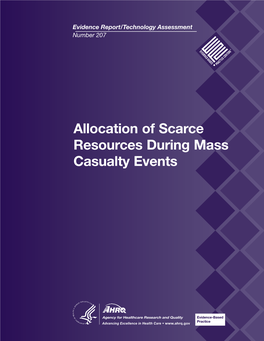 Allocation of Scarce Resources During Mass Casualty Events