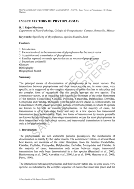 Insect Vectors of Phytoplasmas - R