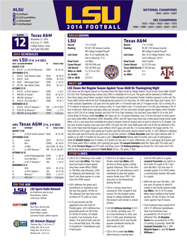 2014 FOOTBALL GAME Texas A&M BREAKDOWN November 27, 2014 6:32 P.M