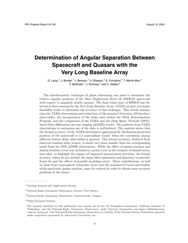 Determination of Angular Separation Between Spacecraft and Quasars with the Very Long Baseline Array