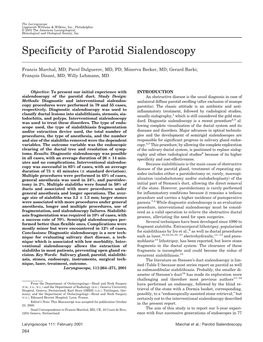 Specificity of Parotid Sialendoscopy