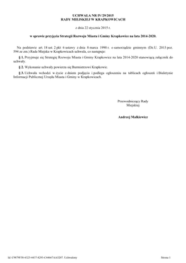Uchwała Nr Iv/29/2015 Rady Miejskiej W Krapkowicach