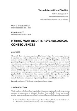 Hybrid War and Its Psychological Consequences