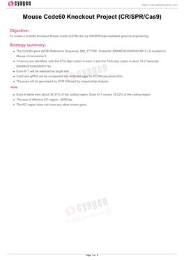 Mouse Ccdc60 Knockout Project (CRISPR/Cas9)