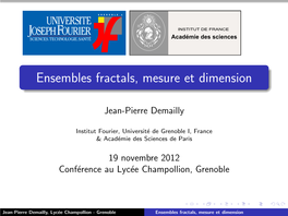 Ensembles Fractals, Mesure Et Dimension