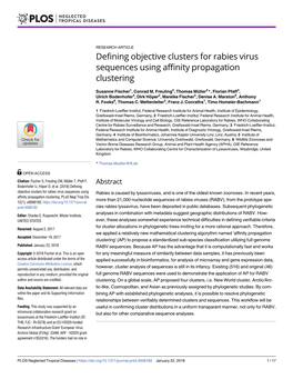 Defining Objective Clusters for Rabies Virus Sequences Using Affinity Propagation Clustering