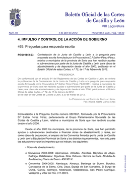 VIII Legislatura 4. IMPULSO Y CONTROL DE LA ACCIÓN DE