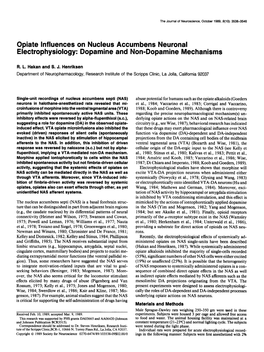 Opiate Influences on Nucleus Accumbens Neuronal Electrophysiology: Dopamine and Non-Dopamine Mechanisms