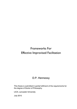 Frameworks for Effective Improvised Facilitation