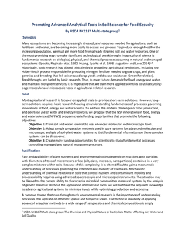 Promoting Advanced Analytical Tools in Soil Science for Food Security