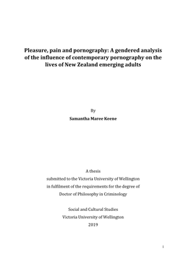 Pleasure, Pain and Pornography: a Gendered Analysis of the Influence of Contemporary Pornography on the Lives of New Zealand Emerging Adults