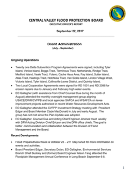 Central Valley Flood Protection Board Executive Officer’S Report