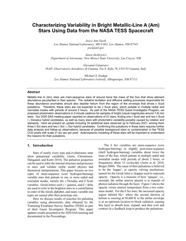 Stars Using Data from the NASA TESS Spacecraft