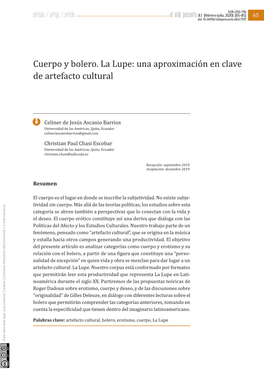 Cuerpo Y Bolero. La Lupe: Una Aproximación En Clave De Artefacto Cultural