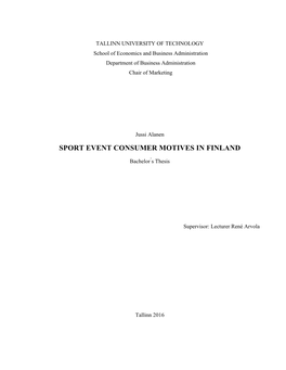 Sport Event Consumer Motives in Finland