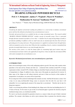 BEARING LINKAGE POWERED BICYCLE Prof
