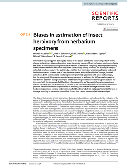 Biases in Estimation of Insect Herbivory from Herbarium Specimens Mikhail V
