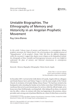 Unstable Biographies. the Ethnography of Memory And