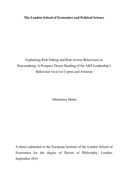 The London School of Economics and Political Science Explaining Risk