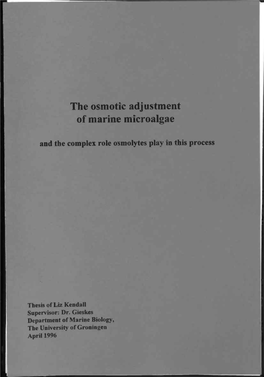 The Osmotic Adjustment of Marine Microalgae