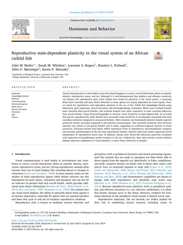 Reproductive State-Dependent Plasticity in the Visual System of an African Cichlid ﬁsh T ⁎ Julie M