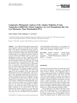 Comparative Phylogenetic Analyses of the Adaptive Radiation of Lake