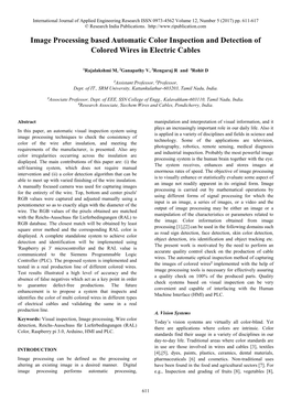 Image Processing Based Automatic Color Inspection and Detection of Colored Wires in Electric Cables