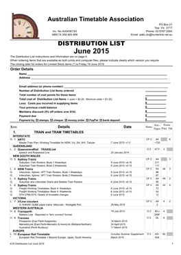 June 2015 the Distribution List Instructions and Information Are on Page 4