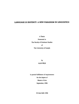 Language Is Instinct: a New Paradigm in Linguistics