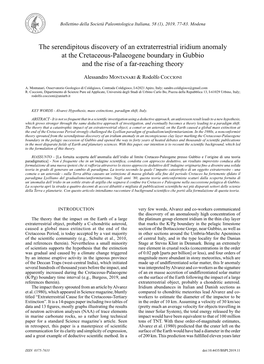 The Serendipitous Discovery of an Extraterrestrial Iridium Anomaly at the Cretaceous-Palaeogene Boundary in Gubbio and the Rise of a Far-Reaching Theory