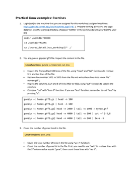 Practical Linux Examples: Exercises 1