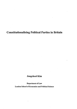 Constitutionalising Political Parties in Britain