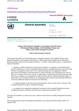 UNITED NATIONS General Assembly Distr