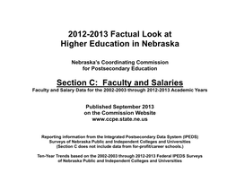 Faculty and Salaries Faculty and Salary Data for the 2002-2003 Through 2012-2013 Academic Years