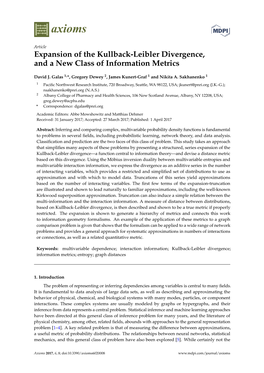 Expansion of the Kullback-Leibler Divergence, and a New Class of Information Metrics