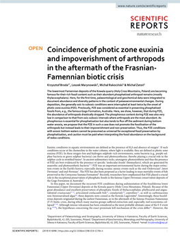 Coincidence of Photic Zone Euxinia and Impoverishment of Arthropods