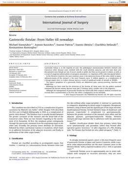 Gastrocolic Fistulae