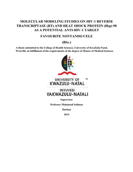 MOLECULAR MODELING STUDIES on HIV-1 REVERSE TRANSCRIPTASE (RT) and HEAT SHOCK PROTEIN (Hsp) 90 AS a POTENTIAL ANTI-HIV-1 TARGET