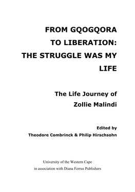 From Gqogqora to Liberation: the Struggle Was My Life